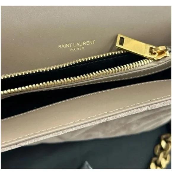 Women's Saint Laurent Ysl quilted medium suede shoulder Bag made in Italy - Picture 7 of 10